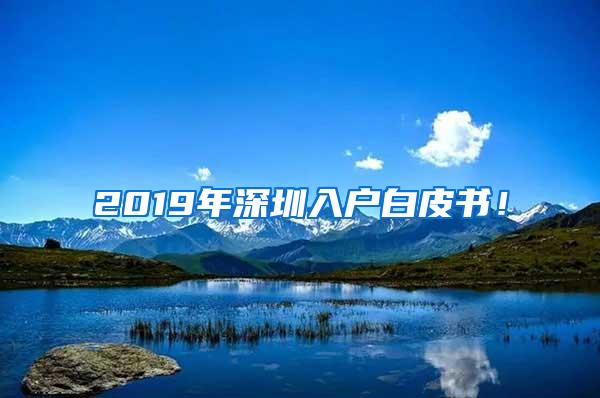 2019年深圳入户白皮书！