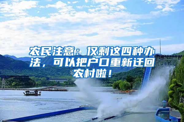 农民注意：仅剩这四种办法，可以把户口重新迁回农村啦！