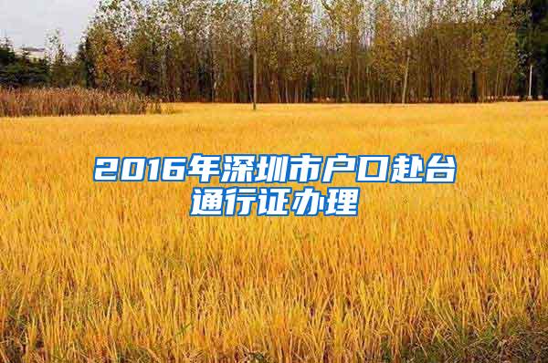 2016年深圳市户口赴台通行证办理