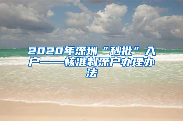 2020年深圳“秒批”入户——核准制深户办理办法