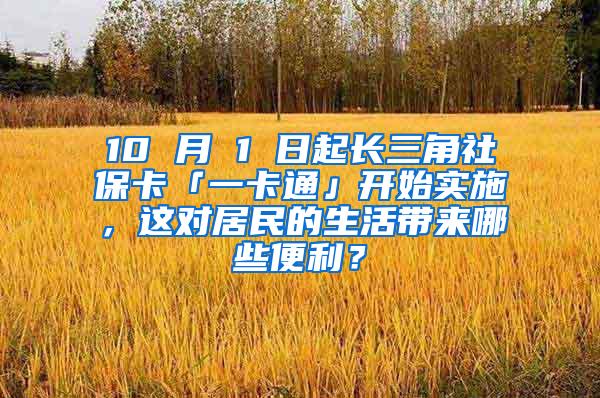 10 月 1 日起长三角社保卡「一卡通」开始实施，这对居民的生活带来哪些便利？