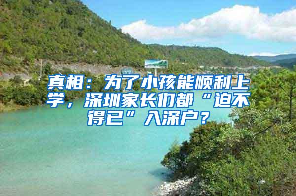 真相：为了小孩能顺利上学，深圳家长们都“迫不得已”入深户？