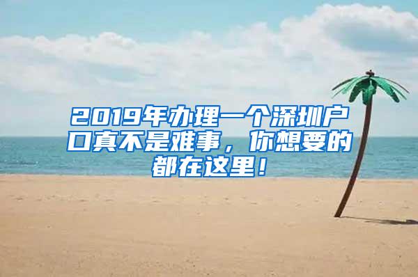 2019年办理一个深圳户口真不是难事，你想要的都在这里！