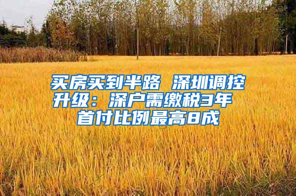 买房买到半路 深圳调控升级：深户需缴税3年 首付比例最高8成