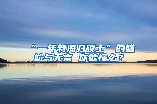 “一年制海归硕士”的尴尬与无奈 你能懂么？