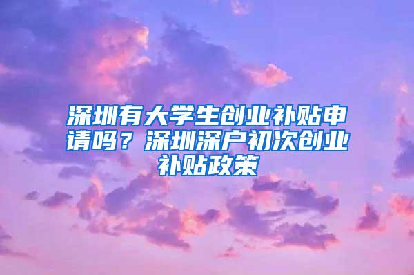 深圳有大学生创业补贴申请吗？深圳深户初次创业补贴政策