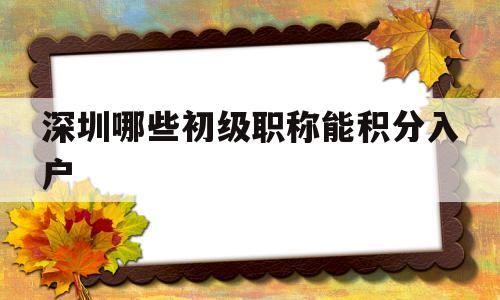 深圳哪些初级职称能积分入户(深圳入户可以加分的职称证书有哪些) 深圳积分入户