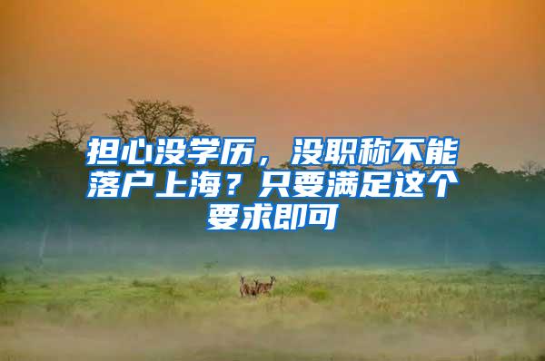 担心没学历，没职称不能落户上海？只要满足这个要求即可