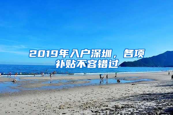 2019年入户深圳，各项补贴不容错过