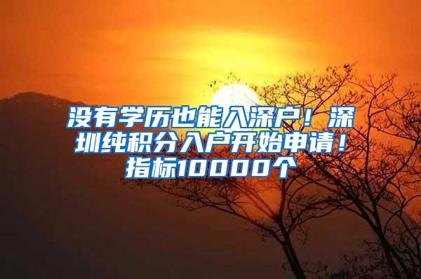 没有学历也能入深户！深圳纯积分入户开始申请！指标10000个