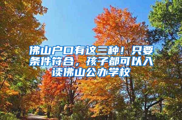 佛山户口有这三种！只要条件符合，孩子都可以入读佛山公办学校