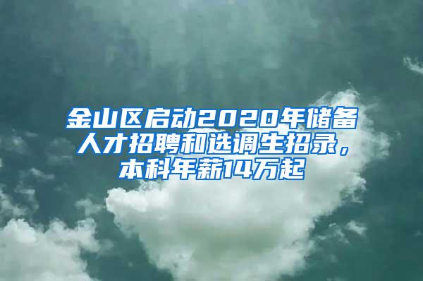 金山区启动2020年储备人才招聘和选调生招录，本科年薪14万起