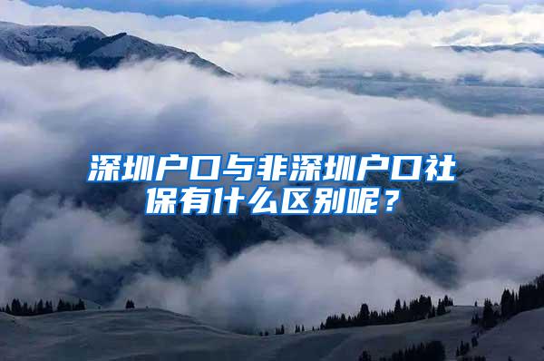 深圳户口与非深圳户口社保有什么区别呢？