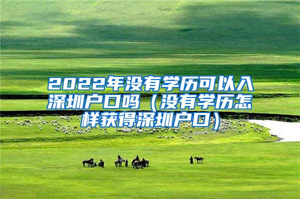 2022年没有学历可以入深圳户口吗（没有学历怎样获得深圳户口）