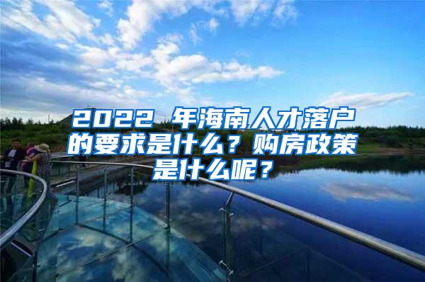 2022 年海南人才落户的要求是什么？购房政策是什么呢？