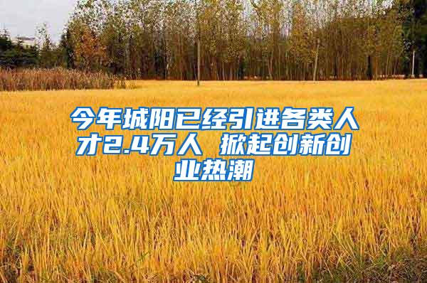 今年城阳已经引进各类人才2.4万人 掀起创新创业热潮