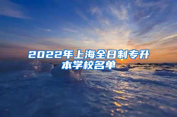 2022年上海全日制专升本学校名单