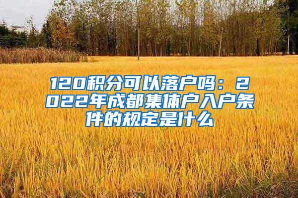 120积分可以落户吗：2022年成都集体户入户条件的规定是什么