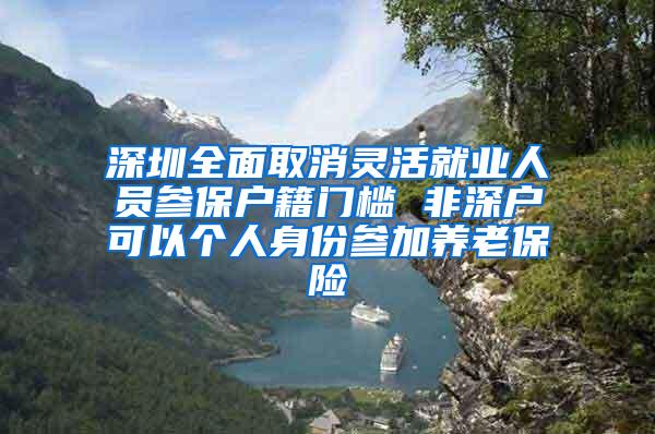 深圳全面取消灵活就业人员参保户籍门槛 非深户可以个人身份参加养老保险