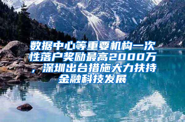 数据中心等重要机构一次性落户奖励最高2000万，深圳出台措施大力扶持金融科技发展