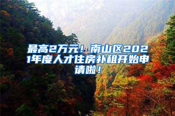 最高2万元！南山区2021年度人才住房补租开始申请啦！