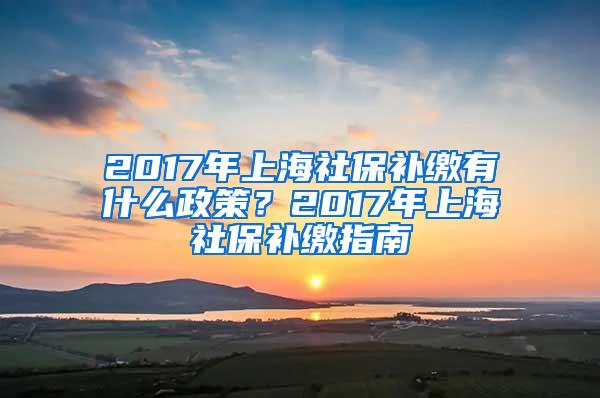 2017年上海社保补缴有什么政策？2017年上海社保补缴指南