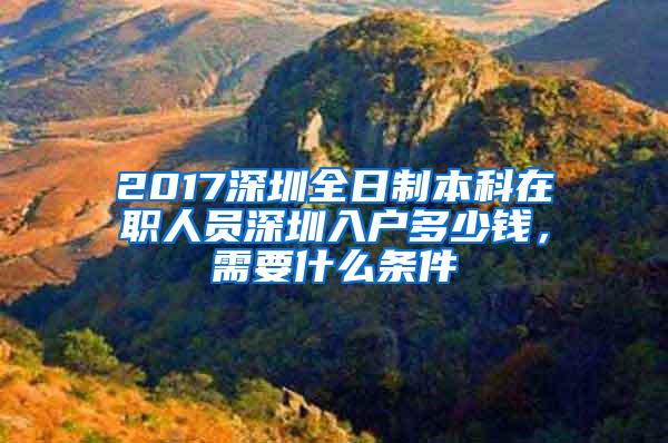 2017深圳全日制本科在职人员深圳入户多少钱，需要什么条件