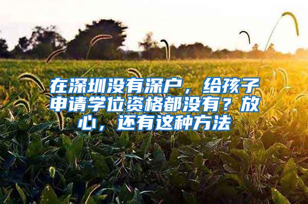 在深圳没有深户，给孩子申请学位资格都没有？放心，还有这种方法