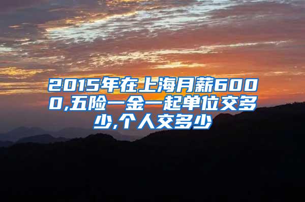 2015年在上海月薪6000,五险一金一起单位交多少,个人交多少