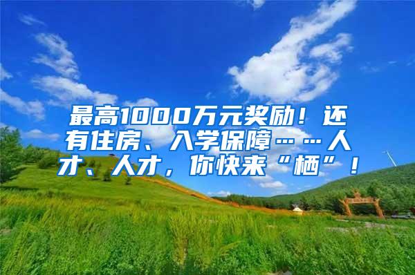 最高1000万元奖励！还有住房、入学保障……人才、人才，你快来“栖”！