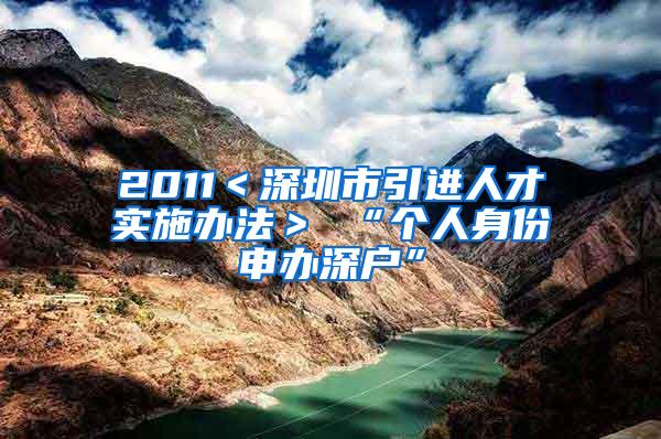 2011＜深圳市引进人才实施办法＞ “个人身份申办深户”