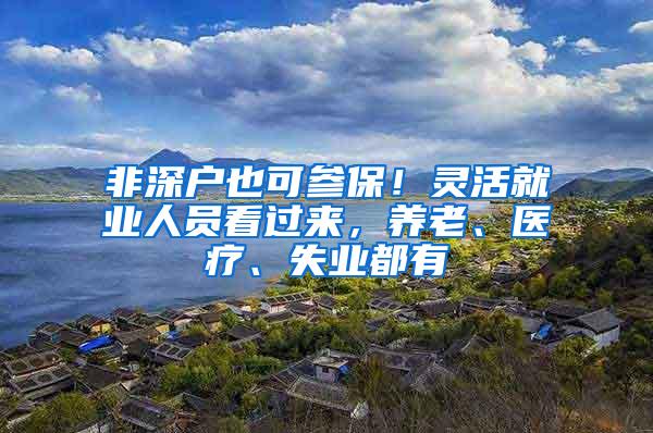 非深户也可参保！灵活就业人员看过来，养老、医疗、失业都有