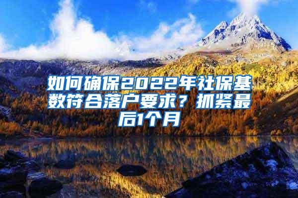 如何确保2022年社保基数符合落户要求？抓紧最后1个月