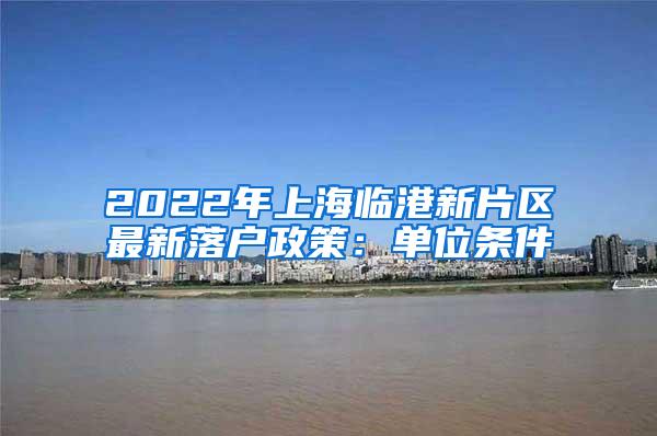 2022年上海临港新片区最新落户政策：单位条件