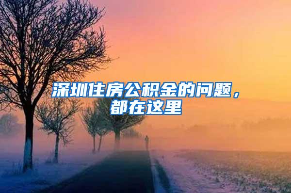 深圳住房公积金的问题，都在这里