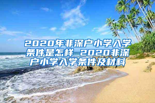 2020年非深户小学入学条件是怎样 2020非深户小学入学条件及材料