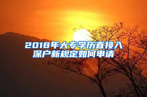 2018年大专学历直接入深户新规定如何申请