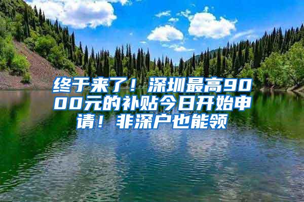 终于来了！深圳最高9000元的补贴今日开始申请！非深户也能领