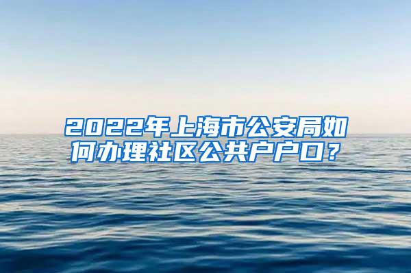 2022年上海市公安局如何办理社区公共户户口？