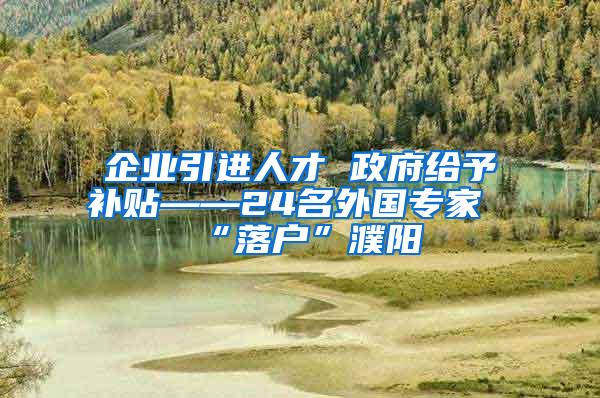 企业引进人才 政府给予补贴——24名外国专家“落户”濮阳