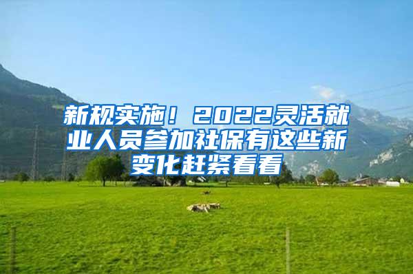 新规实施！2022灵活就业人员参加社保有这些新变化赶紧看看