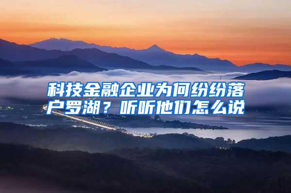 科技金融企业为何纷纷落户罗湖？听听他们怎么说