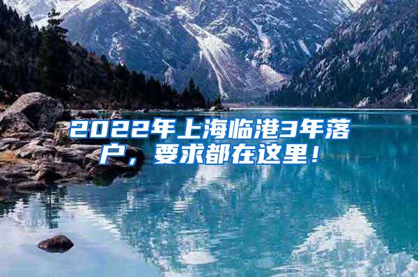 2022年上海临港3年落户，要求都在这里！