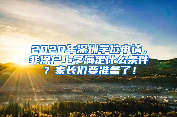 2020年深圳学位申请，非深户上学满足什么条件？家长们要准备了！