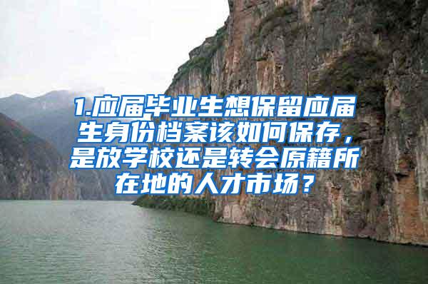 1.应届毕业生想保留应届生身份档案该如何保存，是放学校还是转会原籍所在地的人才市场？