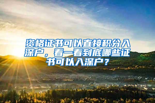 资格证书可以直接积分入深户，看一看到底哪些证书可以入深户？