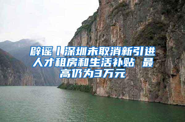 辟谣丨深圳未取消新引进人才租房和生活补贴 最高仍为3万元