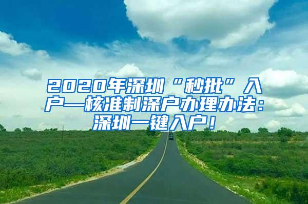 2020年深圳“秒批”入户—核准制深户办理办法：深圳一键入户！