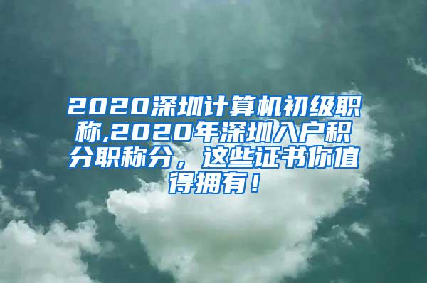 2020深圳计算机初级职称,2020年深圳入户积分职称分，这些证书你值得拥有！