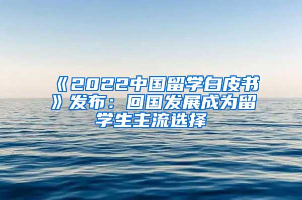 《2022中国留学白皮书》发布：回国发展成为留学生主流选择